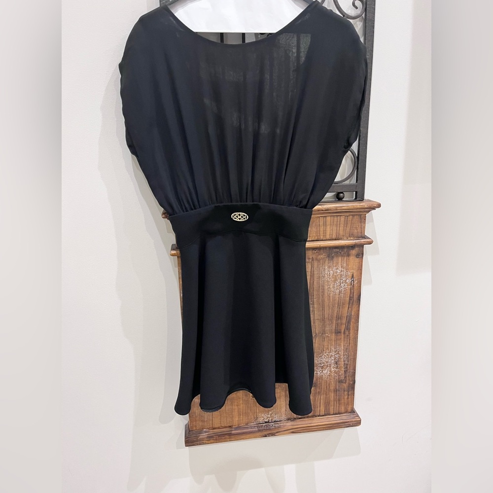 Elegant Black Mini Dress with Gold Detail